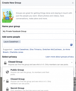 private facebook group