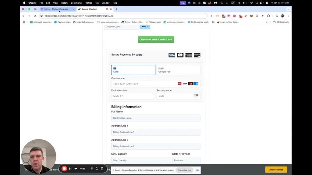 JVZoo checkout showing Apple Pay and Google Pay after the Stripe domain is allowed