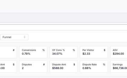 JVZoo Sales report showing order form views and conversion rate